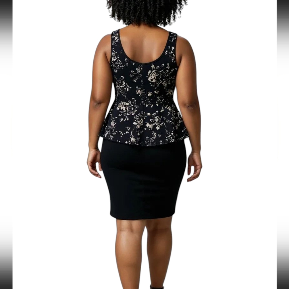 Fashion Gold peplum floral dress - Picture 2 of 7